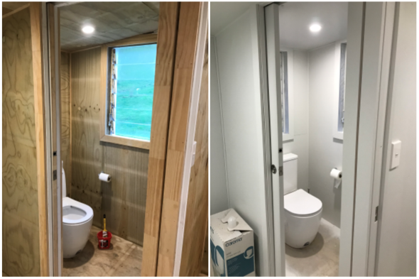 Toilet painting before and after